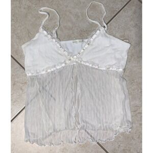 y2k blouse Frankee skylarr size XL white Open Front 0047